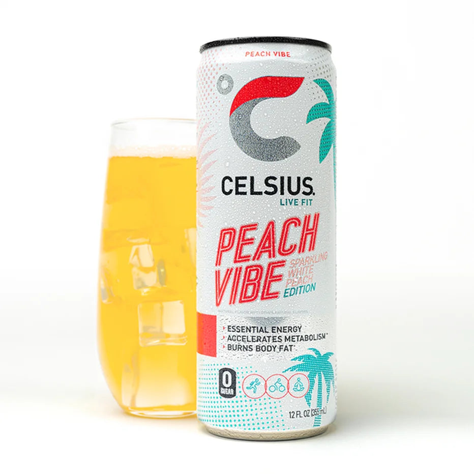 Celsius PEACH VIBE Sparkling White Peach Edition Energy Drink