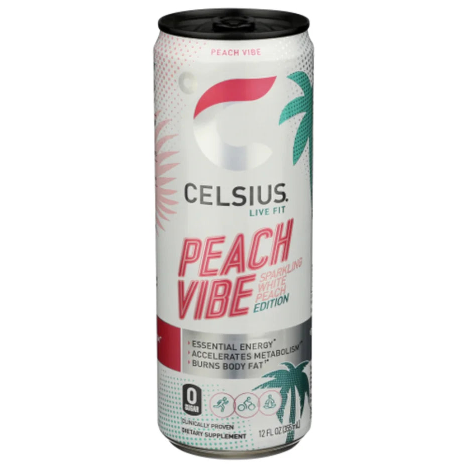 Celsius PEACH VIBE Sparkling White Peach Edition Energy Drink