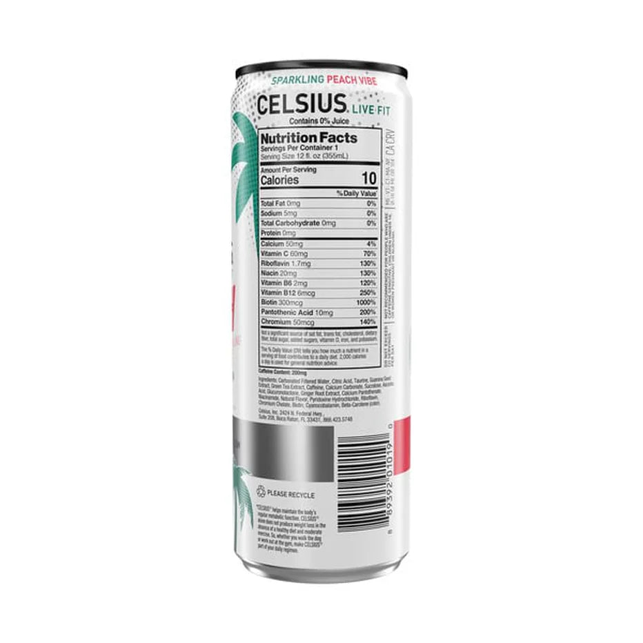 Celsius PEACH VIBE Sparkling White Peach Edition Energy Drink