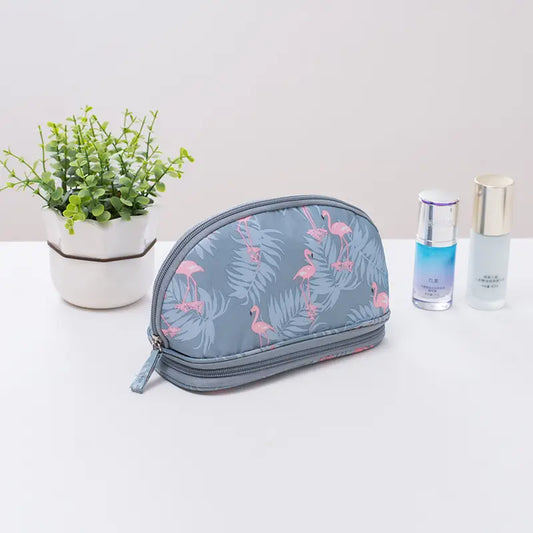 Portable Makeup Bag by Threaded Pear(Blue Flamingo)